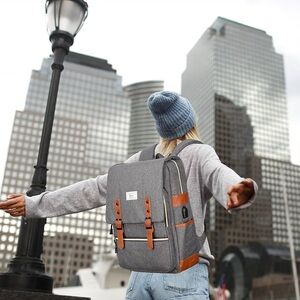 ROVE Men's Charcoal and Brown Backpack